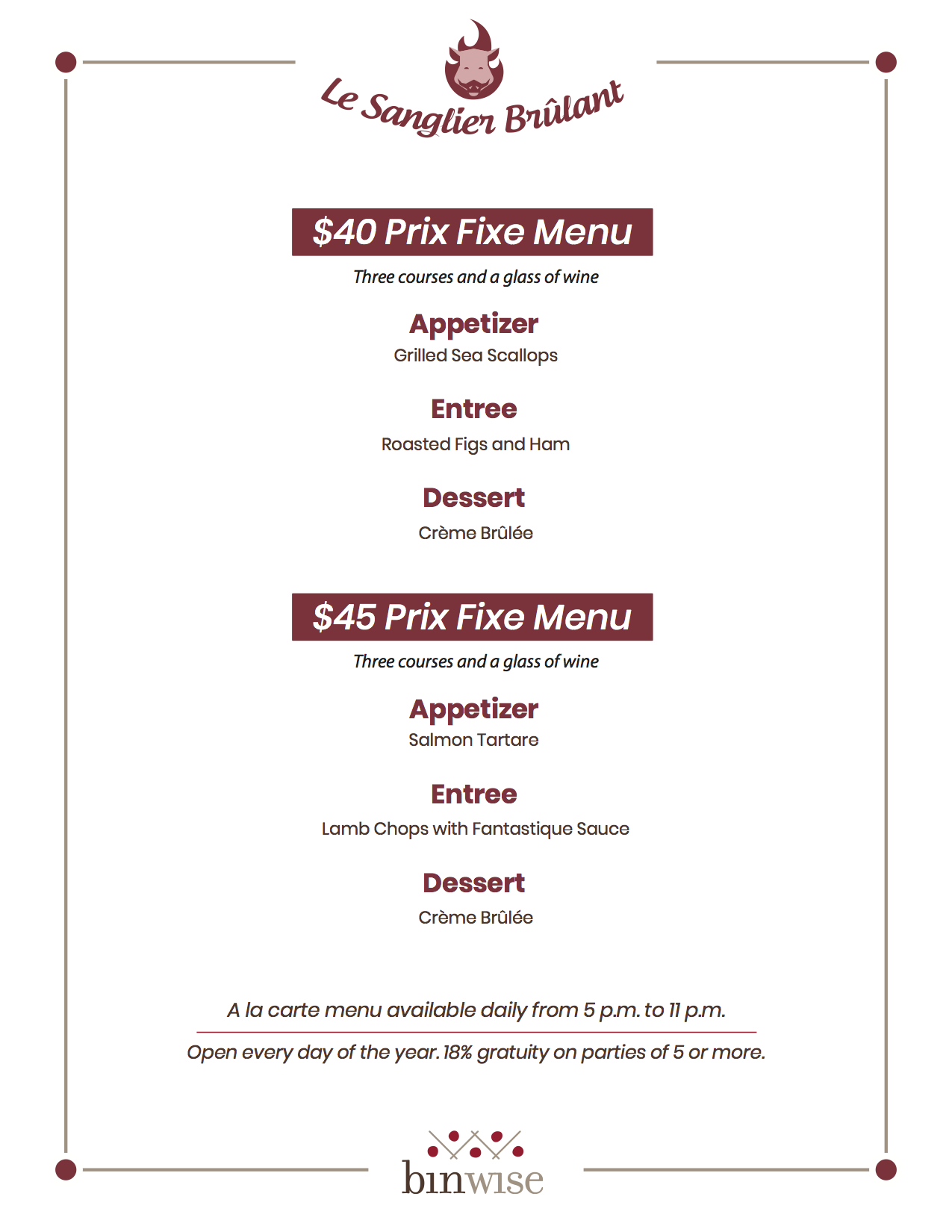 Loại thực đơn Cycle menu