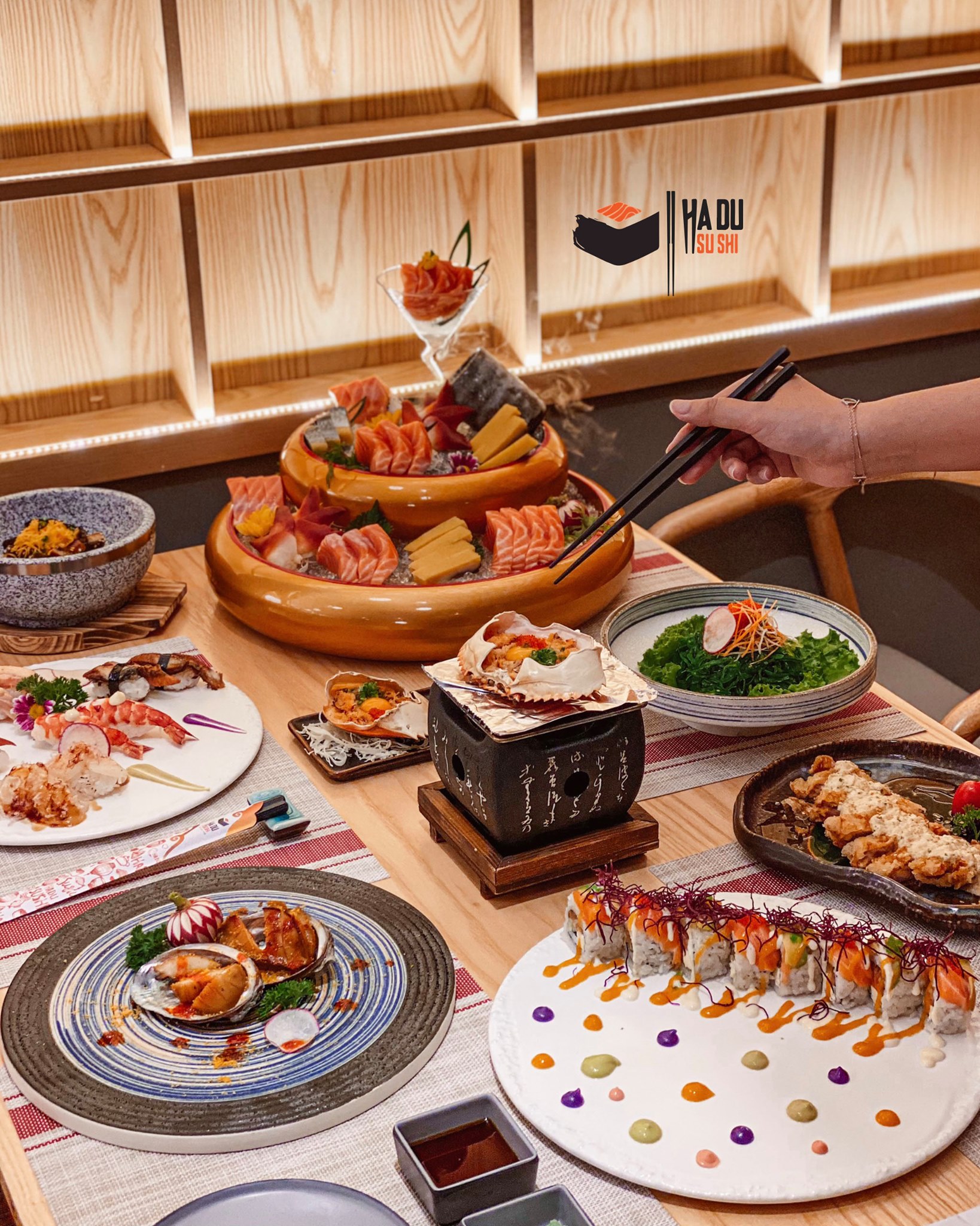 Menu của Hadu Sushi đa dạng m&oacute;n ăn ngon