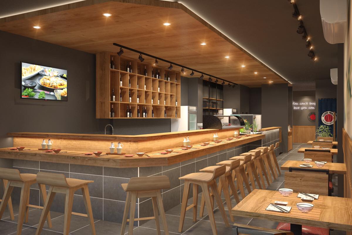 Kh&ocirc;ng gian tại Masa Sushi kết hợp giữa phong c&aacute;ch truyền thống Nhật Bản v&agrave; n&eacute;t hiện đại